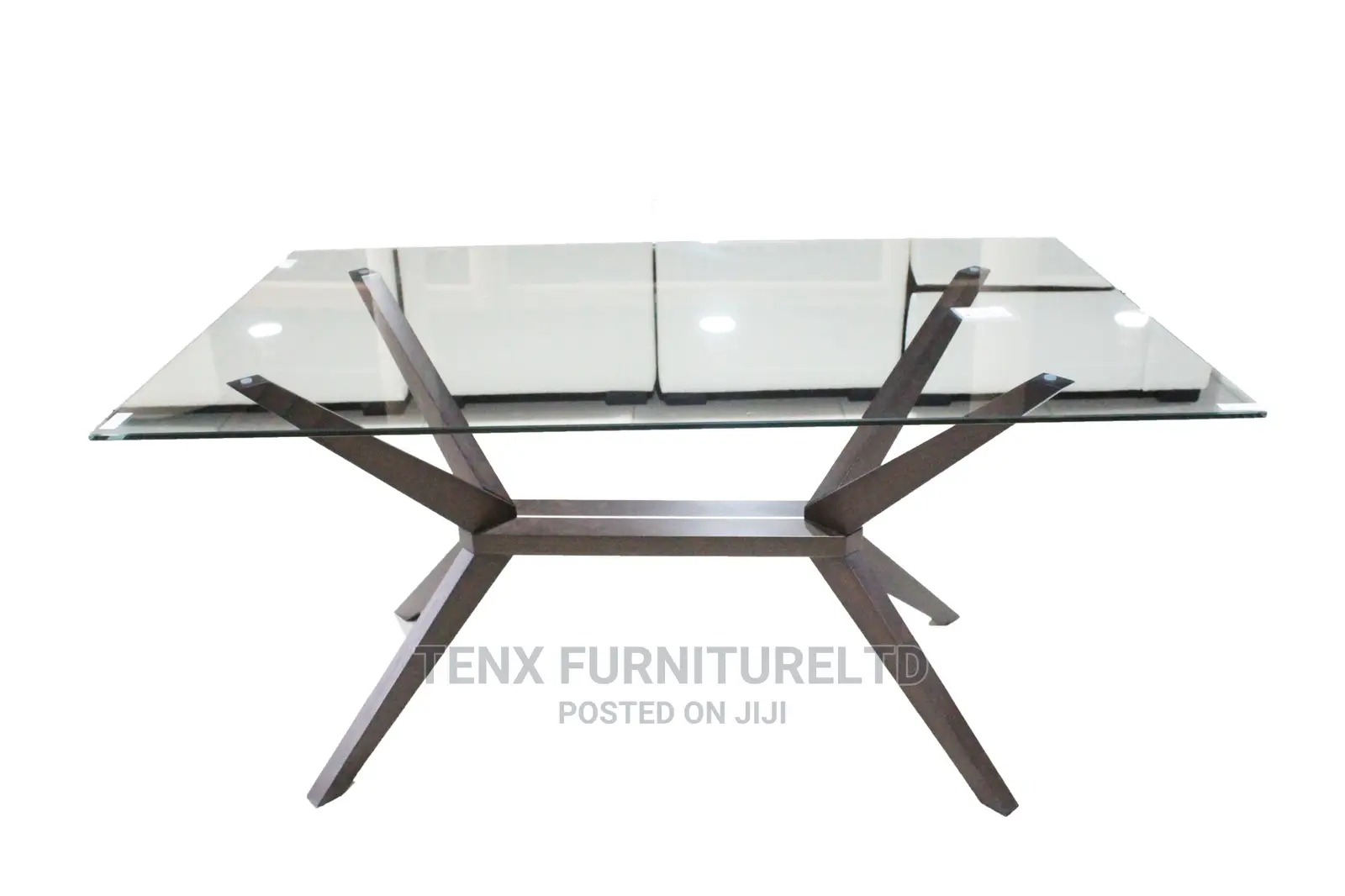 Dining Table Tempered Glass( Solid Beech Legs)