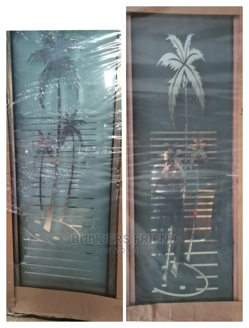 Bathroom Tempered Glass With Metal Frame Doors+Handles Set