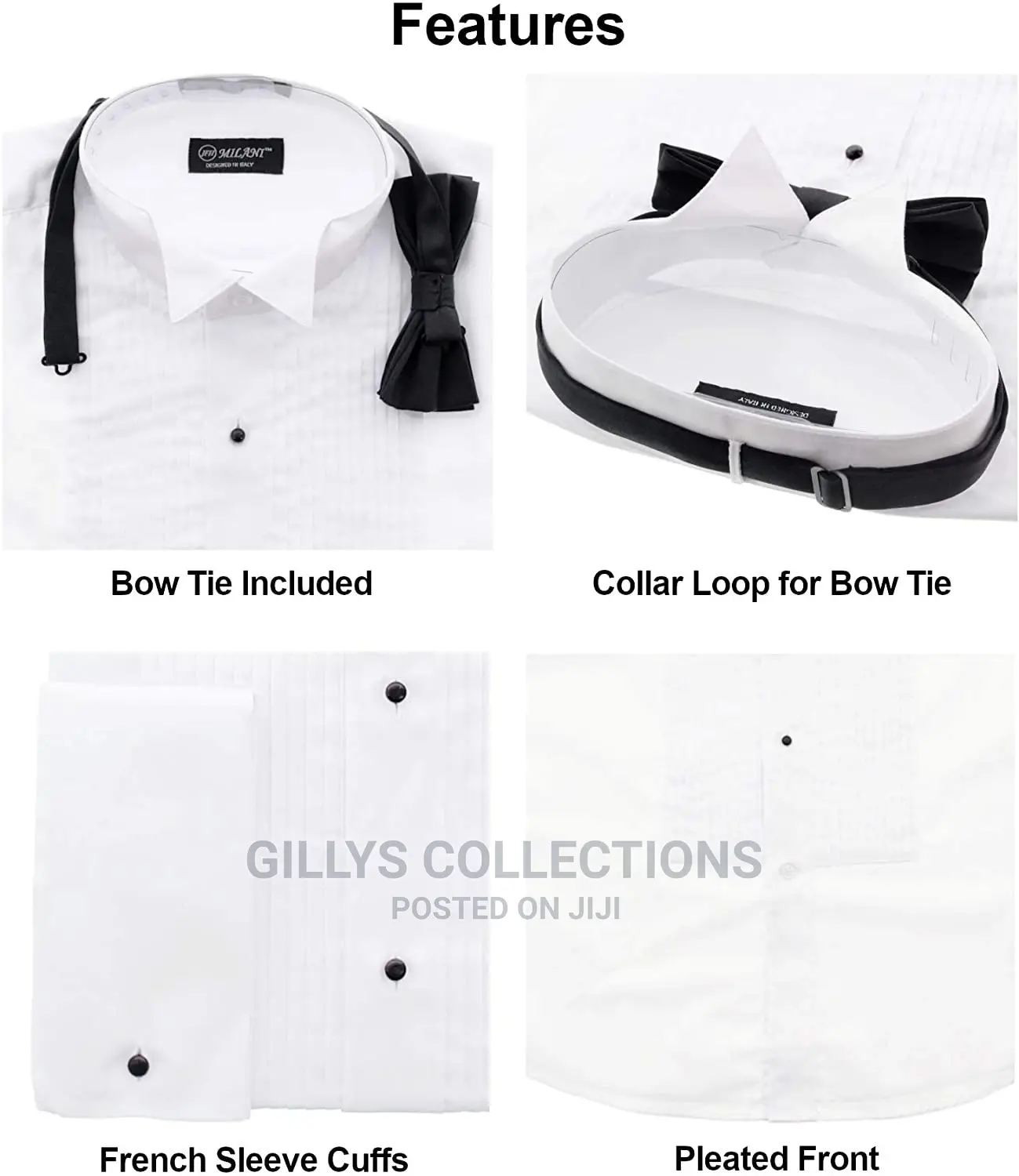 Men's Tuxedo Shirt and Bow Tie Dinner Wear