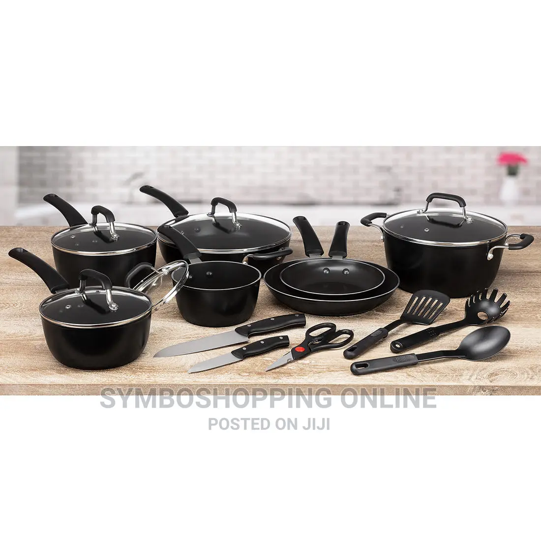 Berkley Jensen 18 Piece Non-Stick Cookware Set - Black