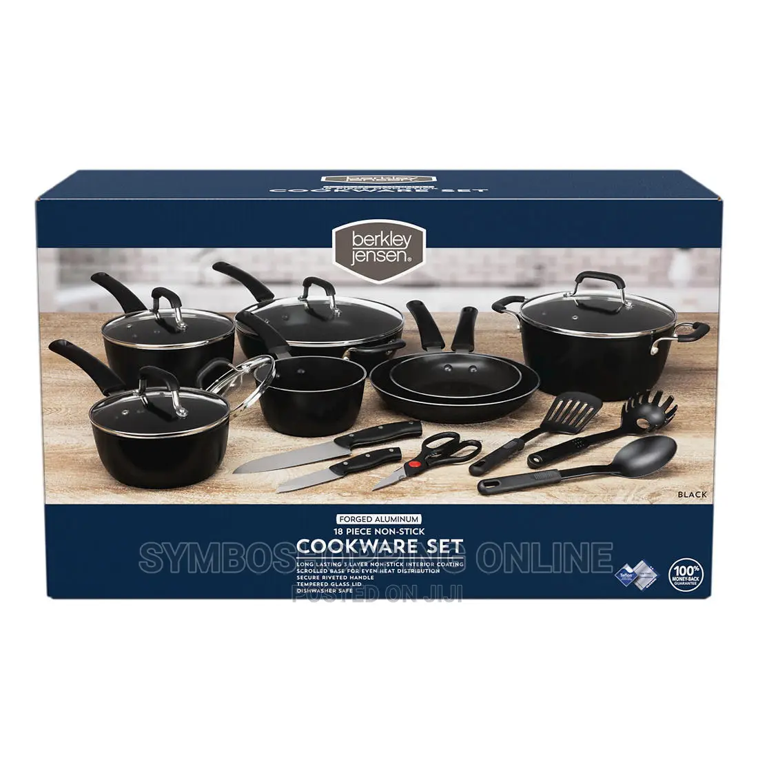 Berkley Jensen 18 Piece Non-Stick Cookware Set - Black