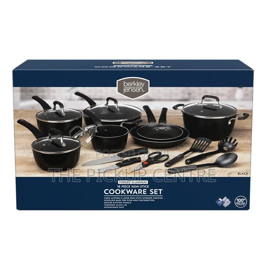 Berkley Jensen 18 Piece Non-Stick Cookware Set - Black