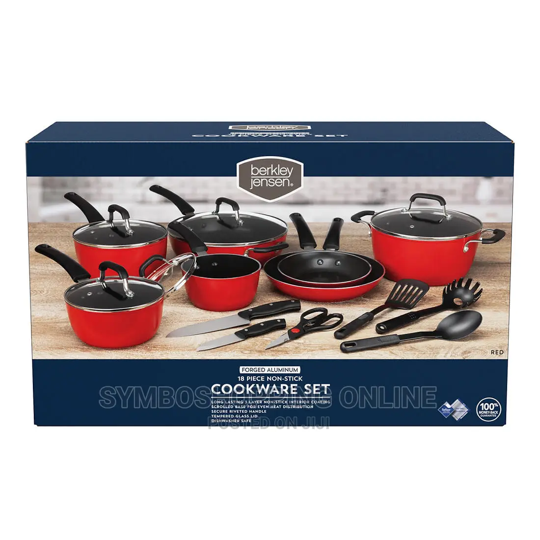 Berkley Jensen 18 Piece Non-Stick Cookware Set - Red