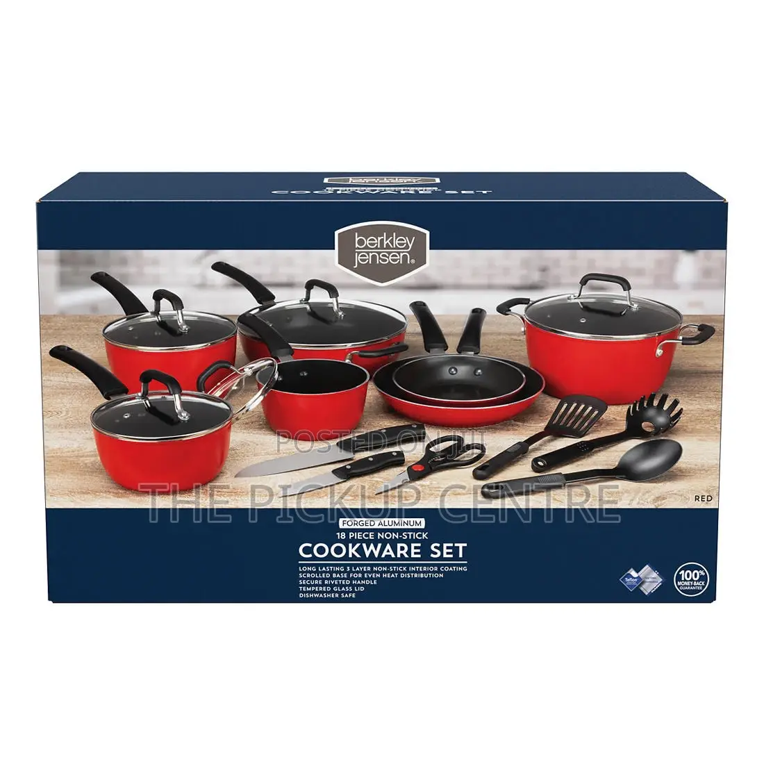 Berkley Jensen 18 Piece Non-Stick Cookware Set - Red