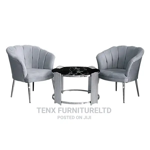 Table Chair Set 3pcs Fabric+Metal