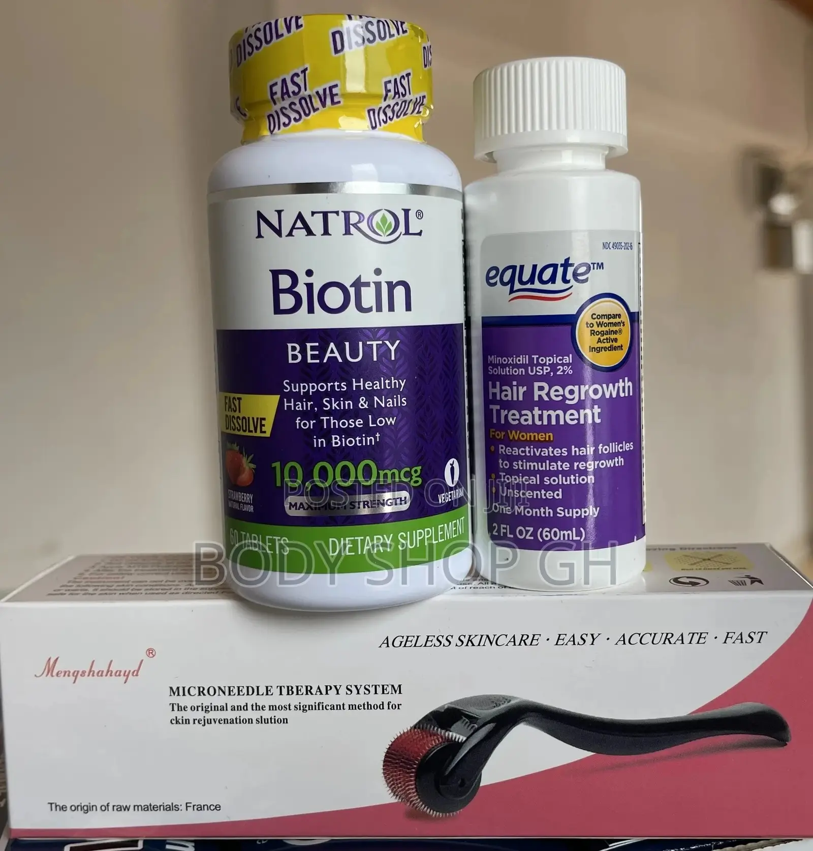 Hair Growth Pack for Women ( Minoxidil + Biotin +Roller)
