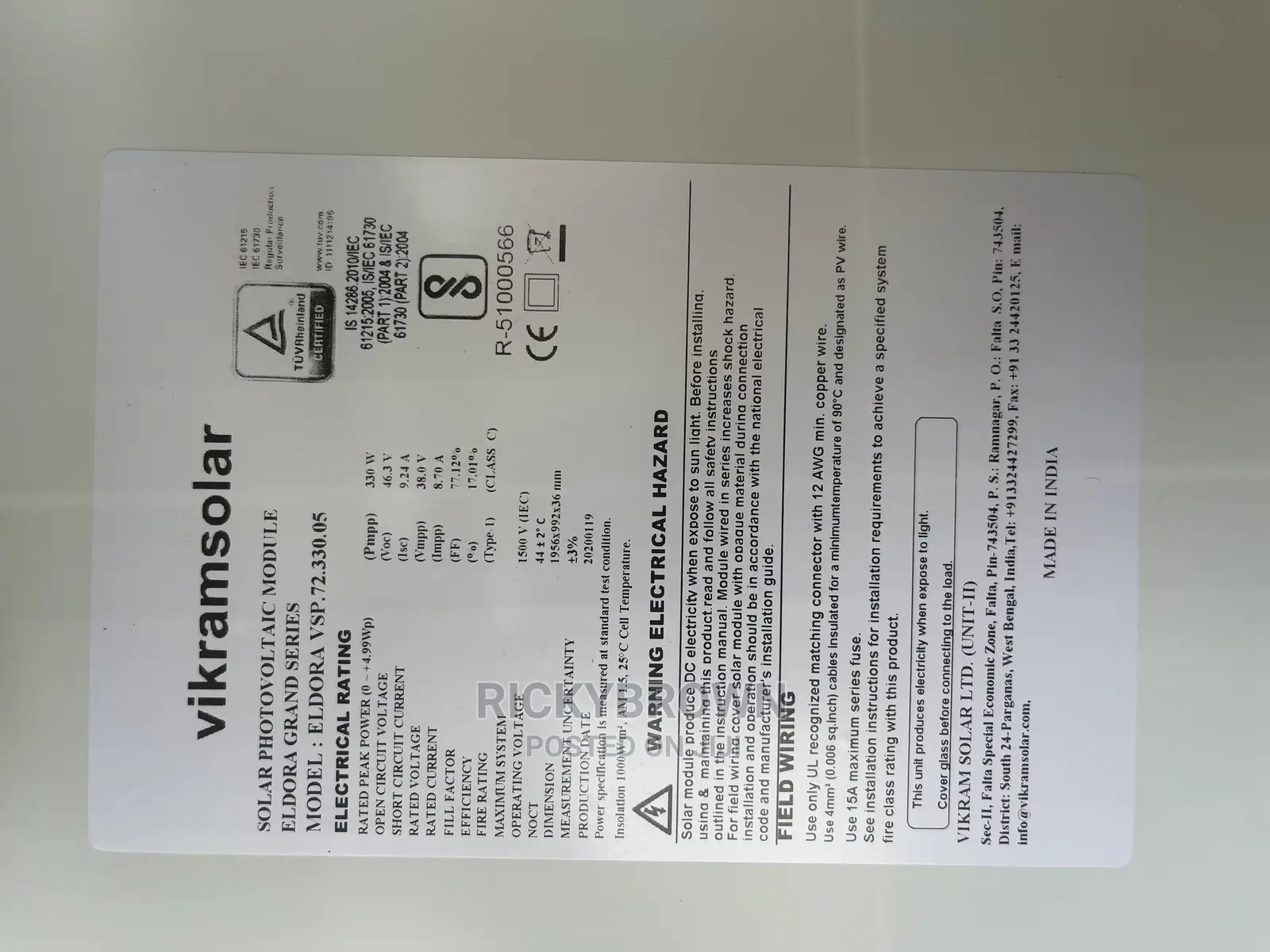 330watts VIKRAM Solar Panels