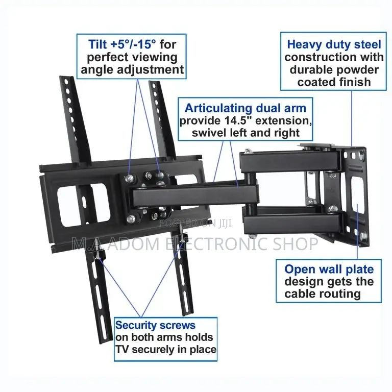 Articulating Dual Swivel Arm Adjustable Tv Mount 32”-65”