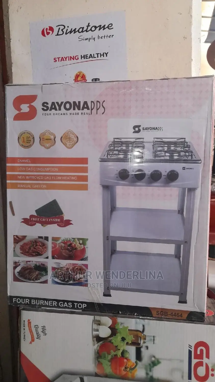 4 Burner Gas Stove With Stand White ( Sayonapps )