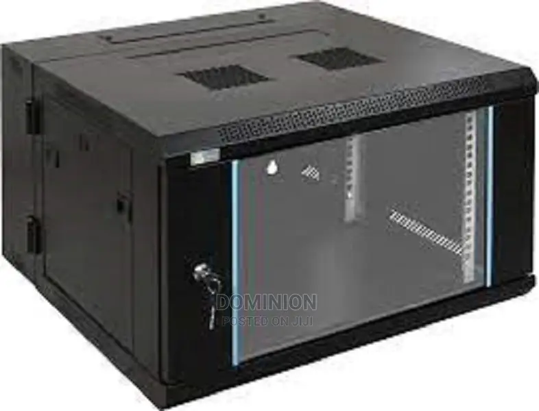 6u 600x600 Front Glass Door Wall Cabinet With Fan (Black)