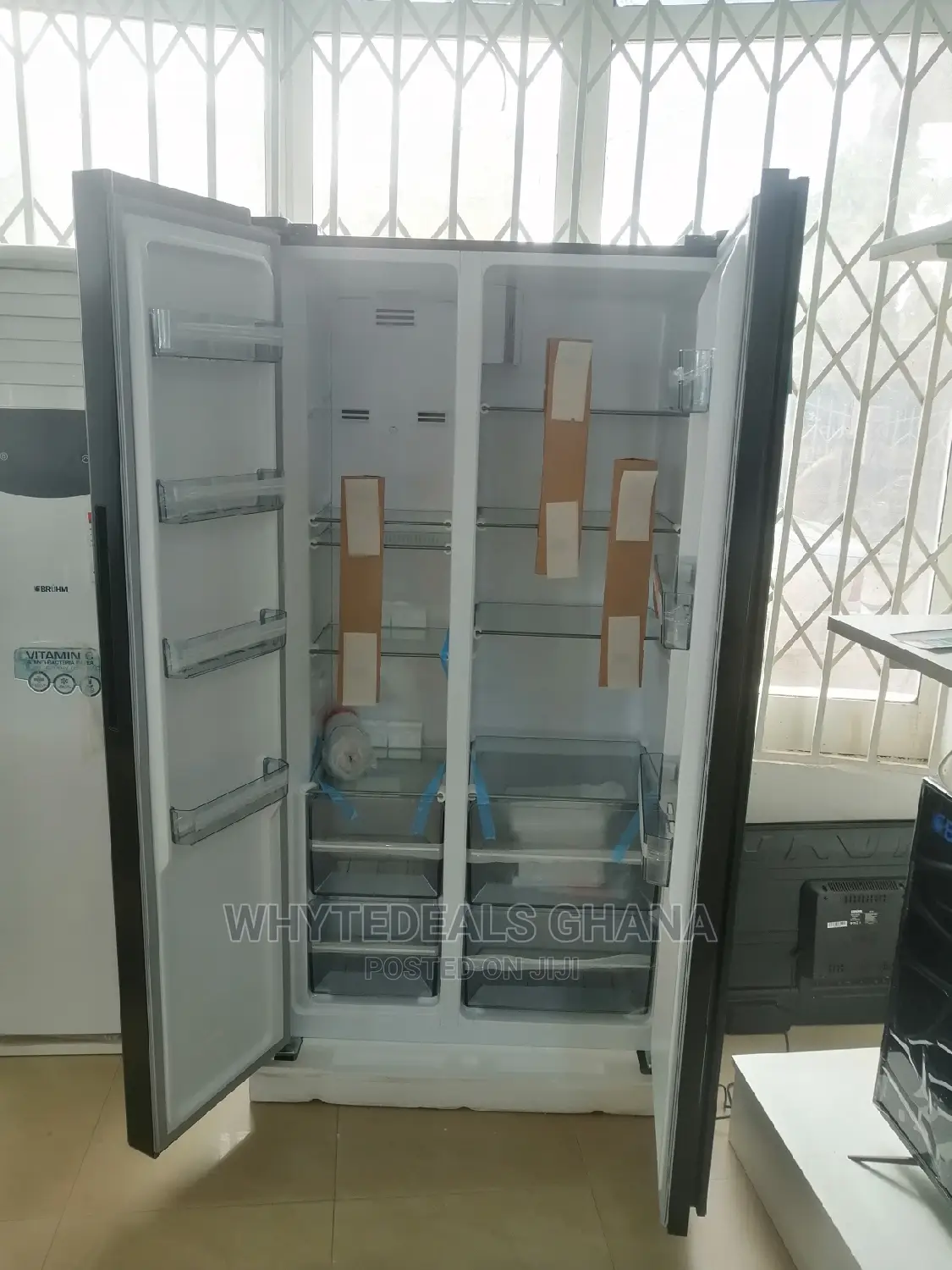 Black Glass Bruhm Side-by-Side Frost Free Refrigerator 2024