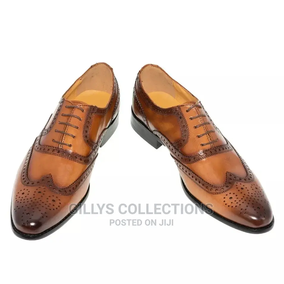 Men Dress Wedding Shoes Genuine Leather Brown