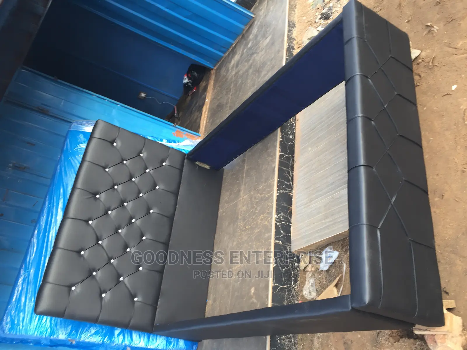 Foreign Black Leather Bed Frame
