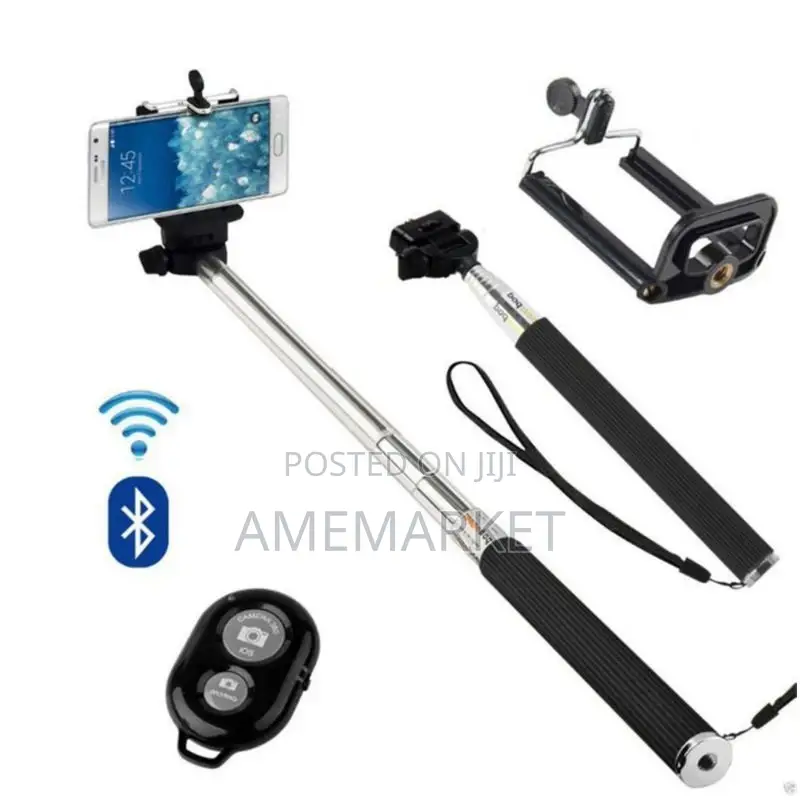 Smart Phone Selfie Stick. iPhone Bluetooth Remote Control