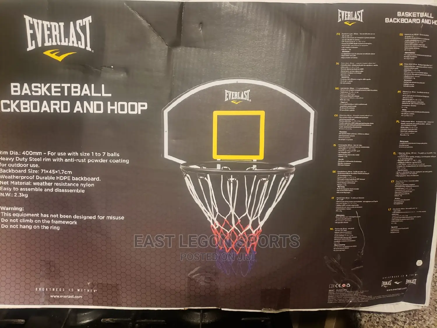 Everlast Basketball Backboard and Hood