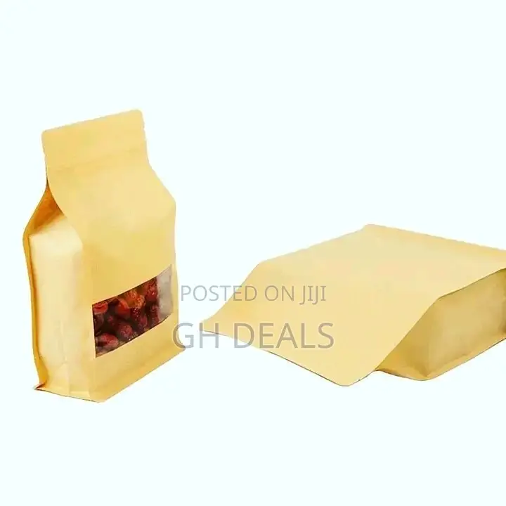 Kraft Paper Stand Up Bags Zip Lock Bag With Matte Window