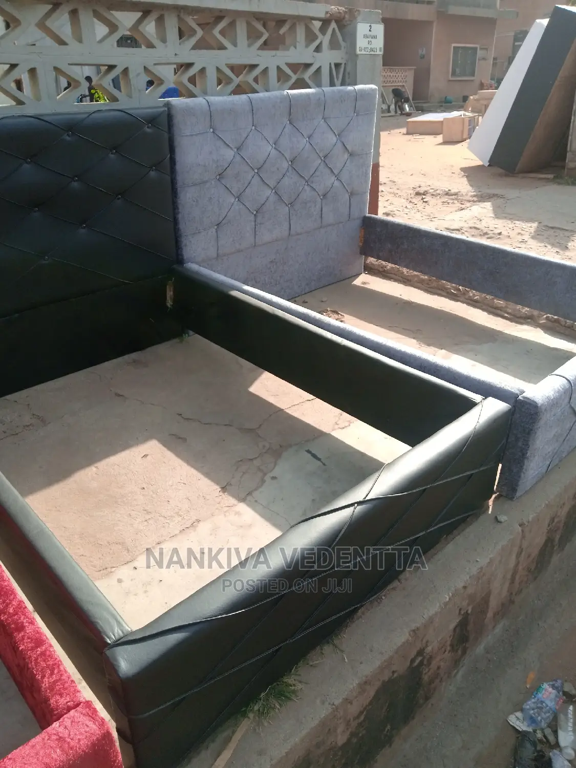 Black Double Leather Bed Frame