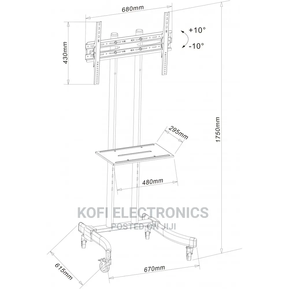 Tilting Tv Mount Mobile TV Stand/Trolley for LED/LCD 32-70"