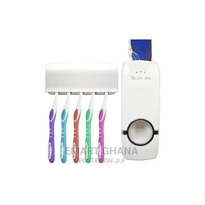 Touch Me Toothpaste Dispenser + 5 Slot Tooth Brush Holder