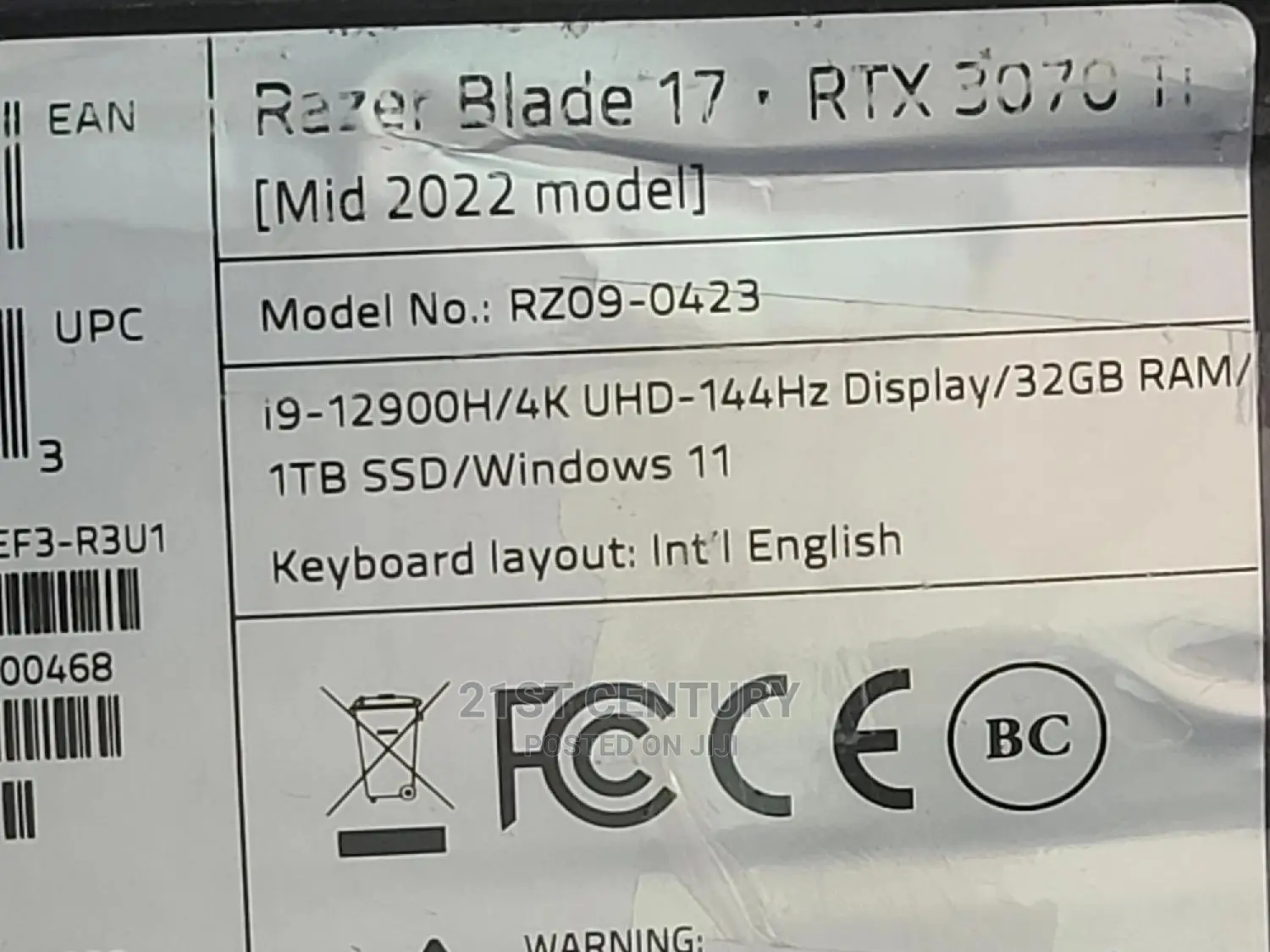 New Laptop Razer Blade 32GB Intel Core I9 SSD 1T