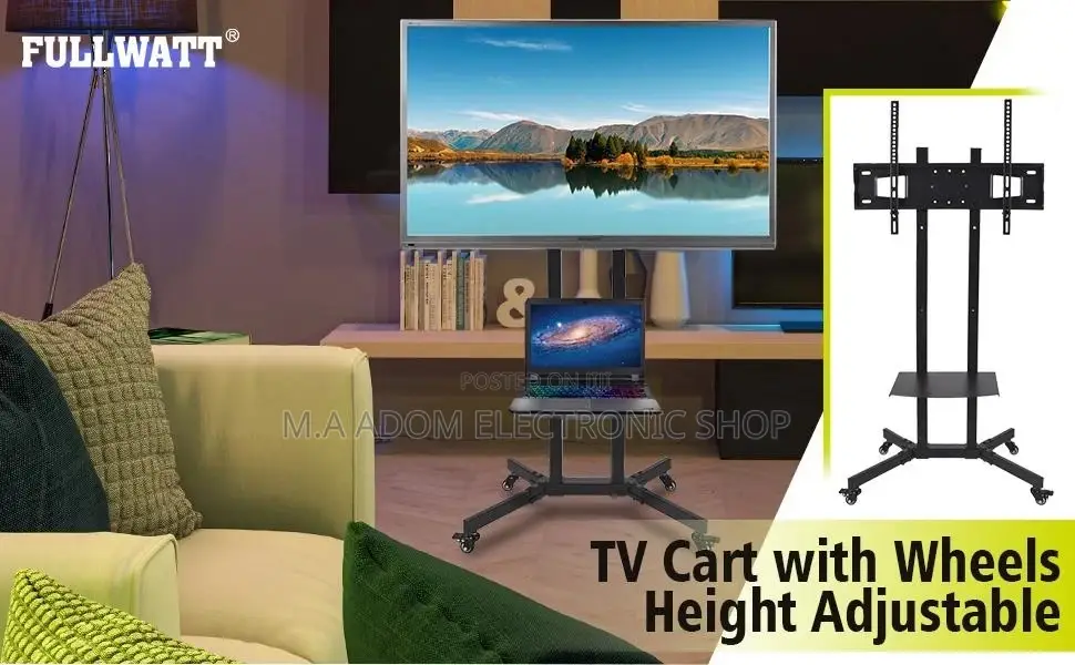 Rolling Tv Stand Suitable for Most Models Brands 32”-70”