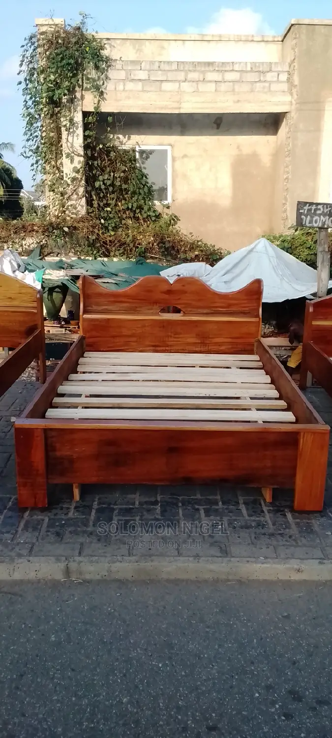 Red Wood Double Bed Frame, 54"/75"