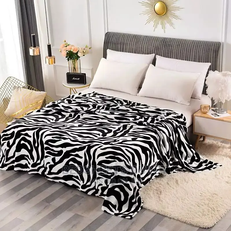 Zebra Skin Flannel Throw Blanket