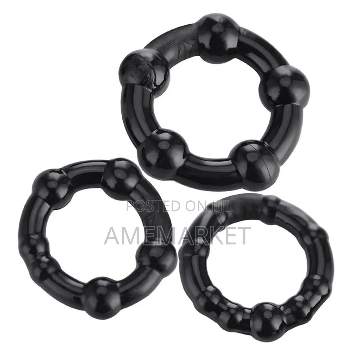 3 Pcs Set Penis Erection Beaded Cockrings. Delay Ejaculation