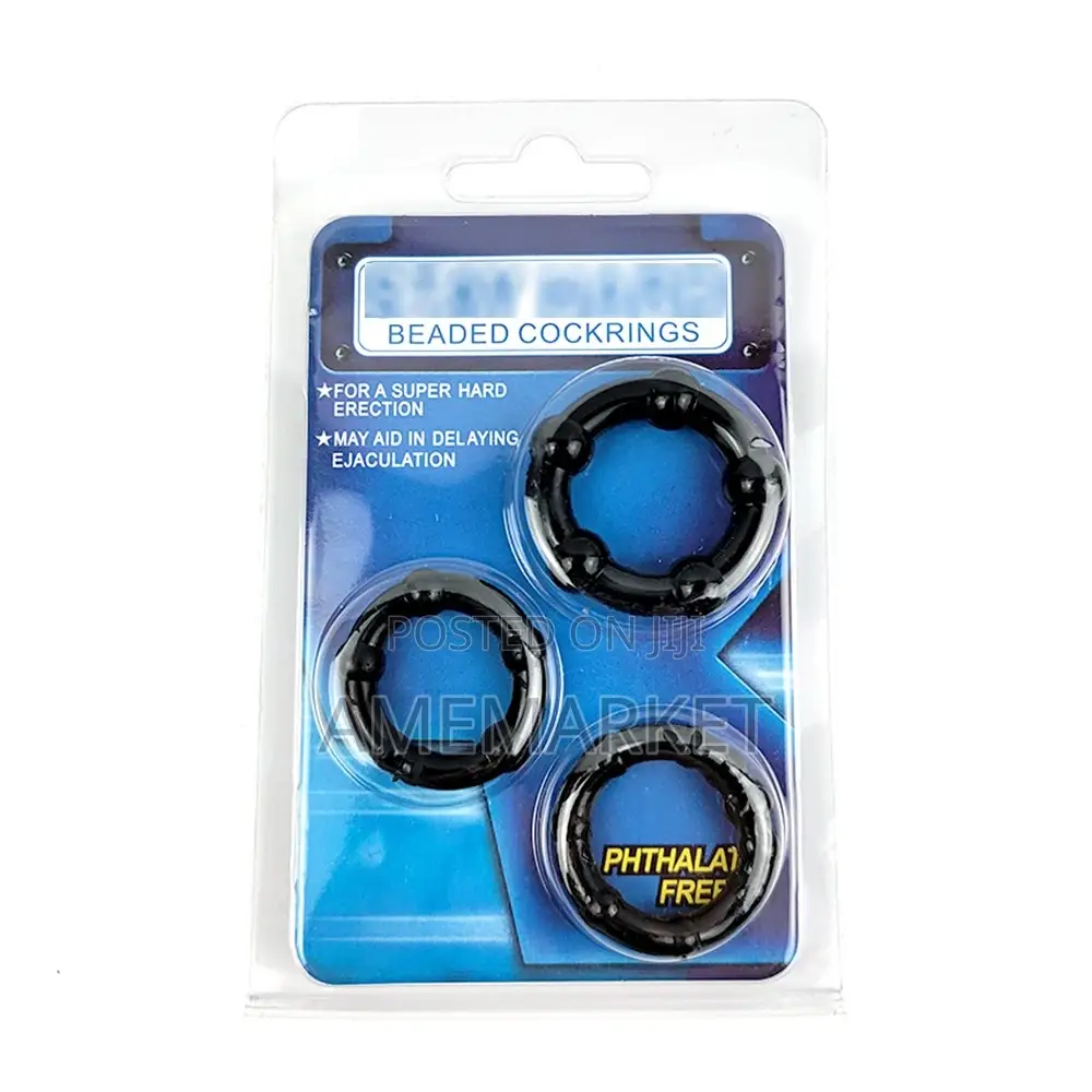 3 Pcs Set Penis Erection Beaded Cockrings. Delay Ejaculation