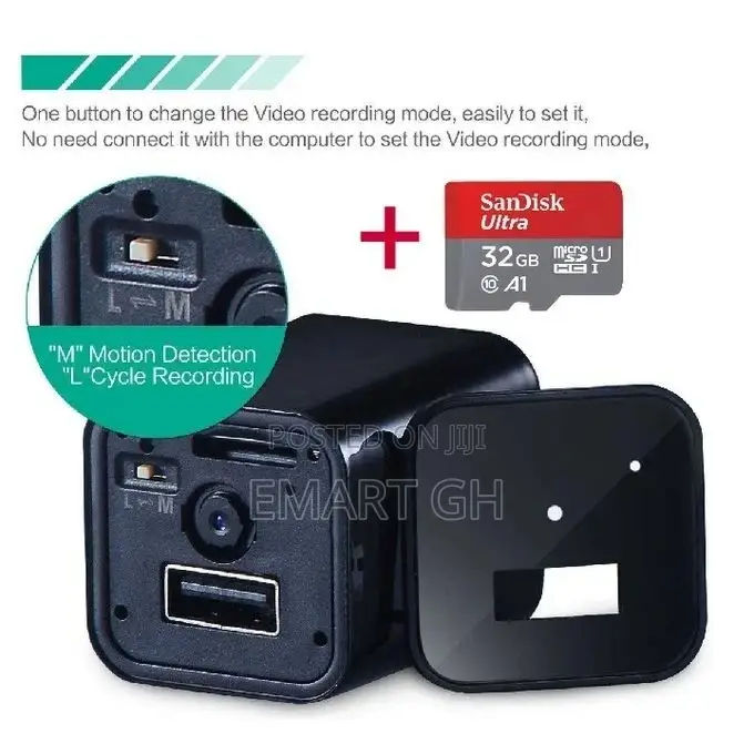 Usb Charger Spy Camera - Black