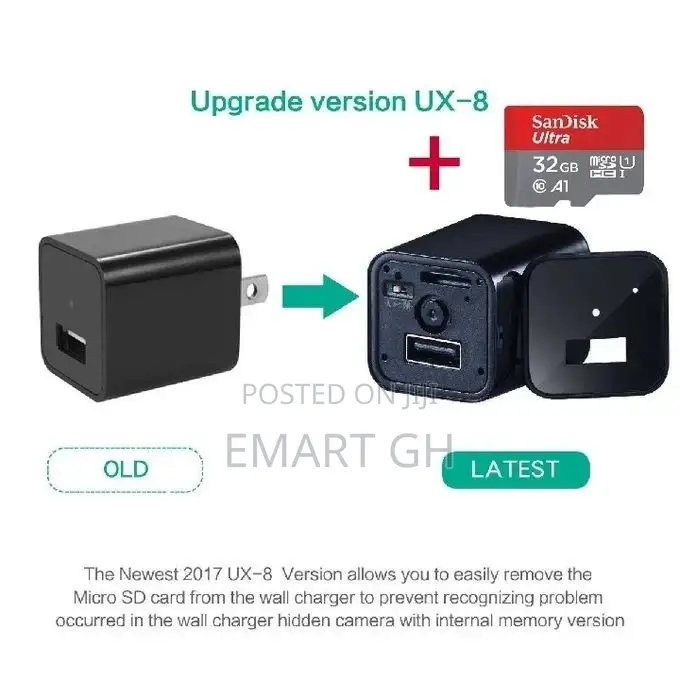 Usb Charger Spy Camera - Black