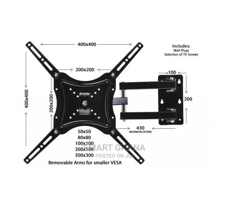 HDL-117B-2 Adjustable TV Wall Mount - Black