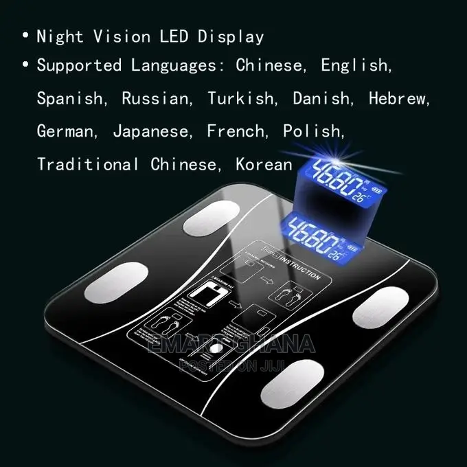 Body Fat Digital Bathroom Weight Scale - Black