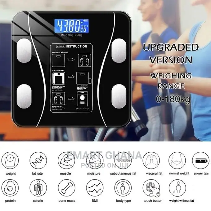 Body Fat Digital Bathroom Weight Scale - Black