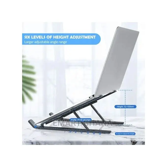 Adjustable Folding Laptop Holder /Stand - Black