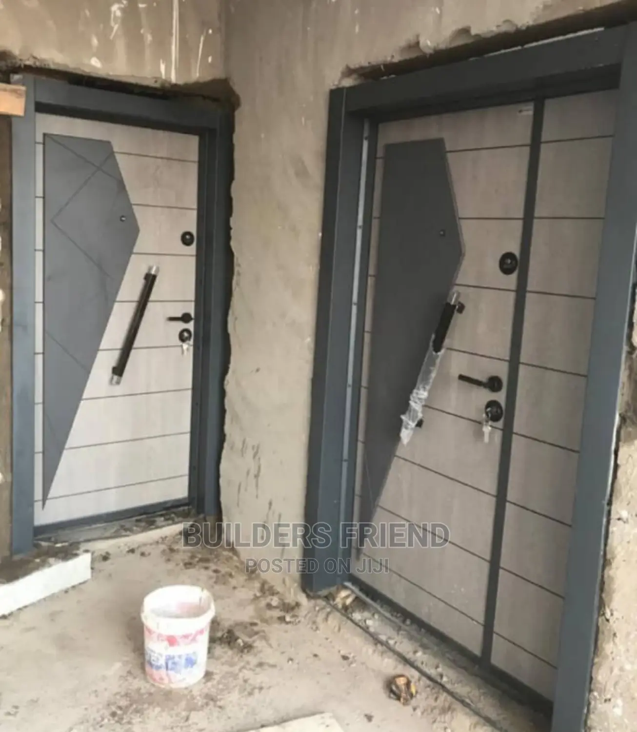 Gray Turkish Single Heavyduty Security Door Complete Set