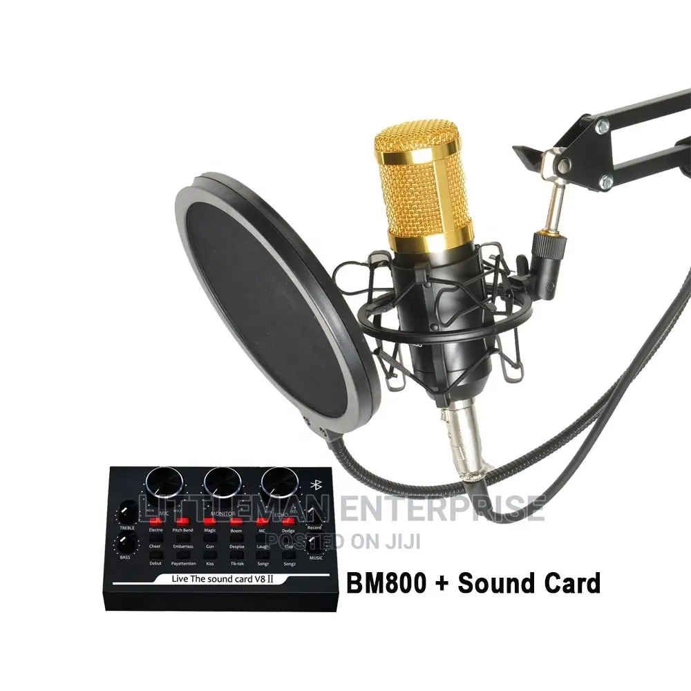 Bm800 Recording Microphone With V8 Sound Card Set
