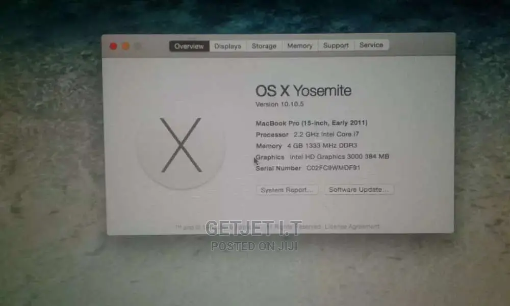 I7 Macbook Pro 15 Inches 500 GB HDD Core I7 4 GB RAM For Sale