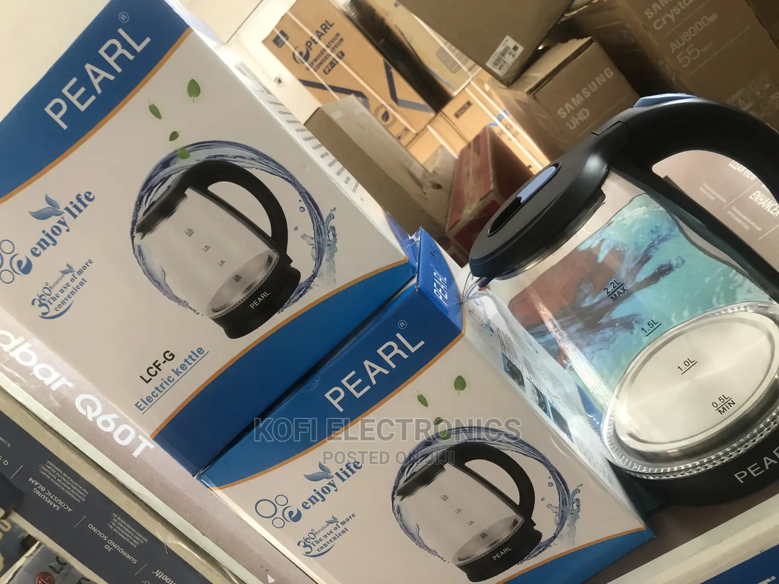 Pearl LCF-G Glass Electric Kettle 2.2litres Water Heater