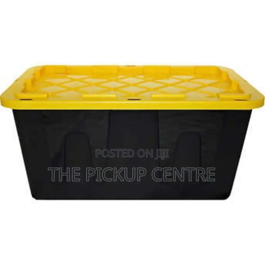 Black and Yellow Greenmade Storage Bin With Lid, 27 Gallon