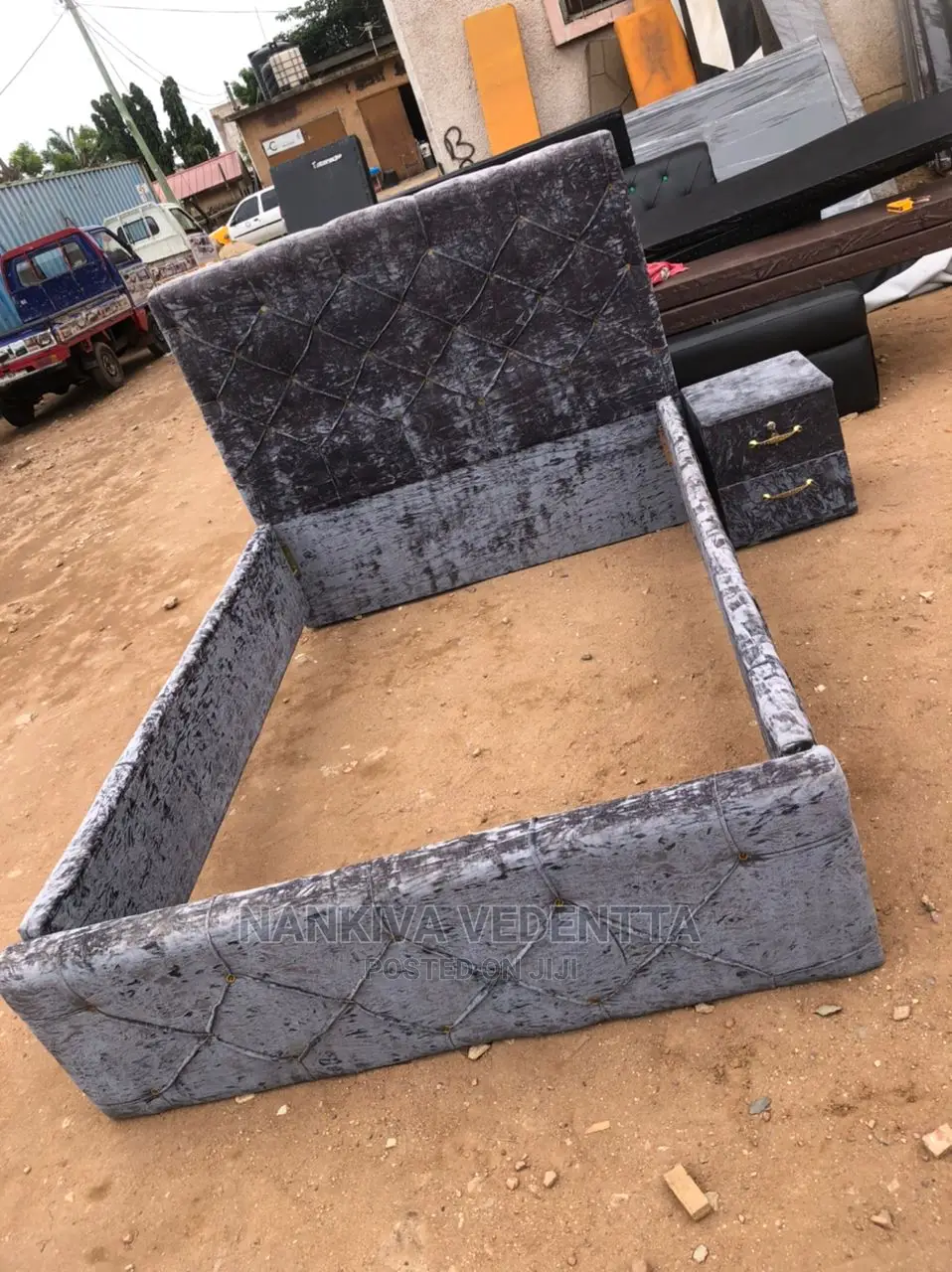 Double Bed Frame With Side Drawn