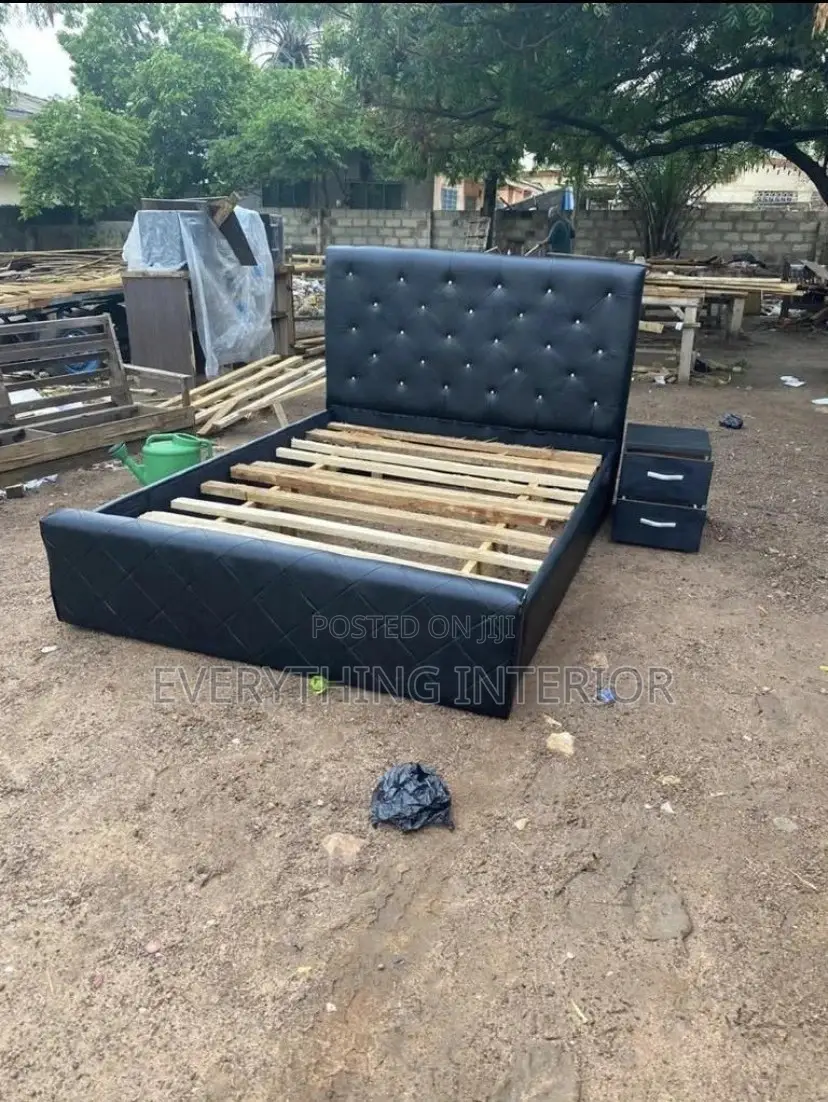 Black Double Bed Frame With Side Drawer for Sale