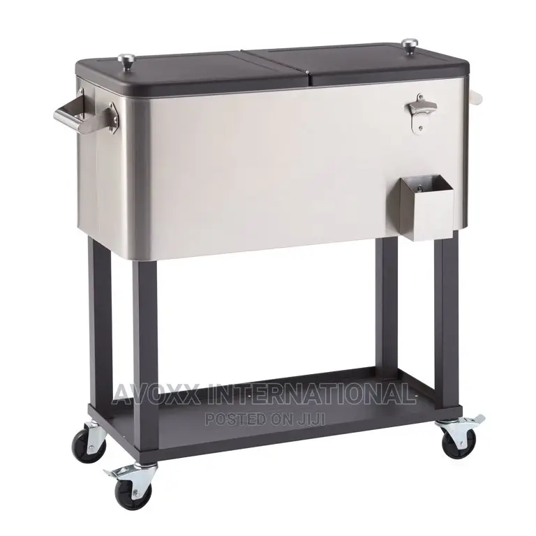 TRINITY 80 Quart Stainless Steel Cooler With Shelf