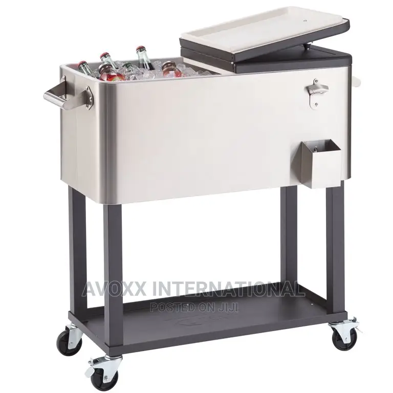 TRINITY 80 Quart Stainless Steel Cooler With Shelf