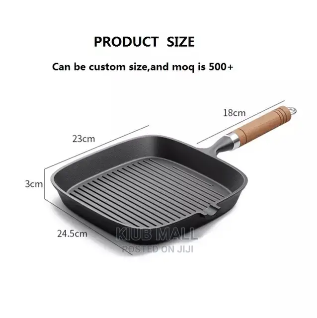 Cast Iron Grill Pan With Wooden Handle