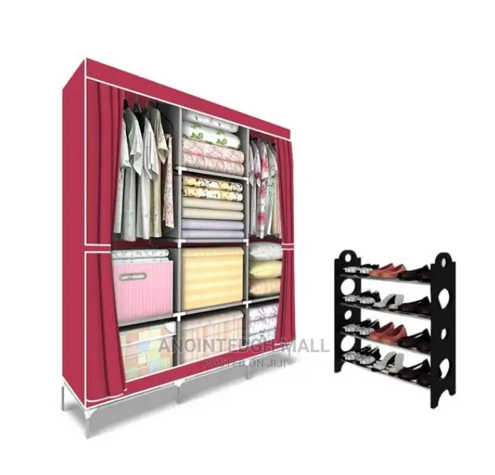 3in1 Foldable Wardrobe + Free Shoe Rack