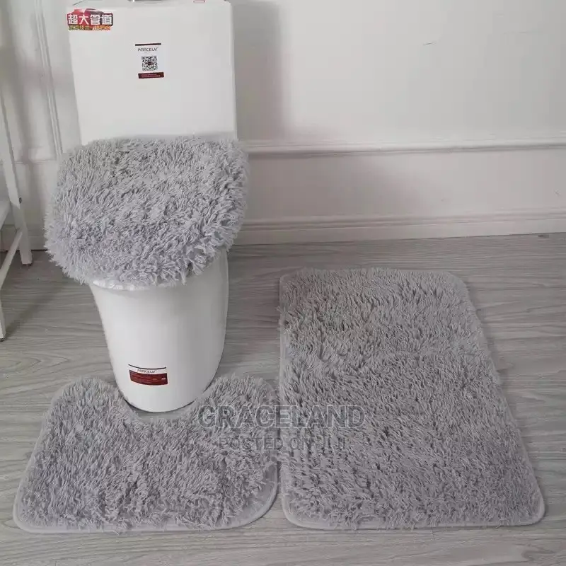 Set of 3 Bathroom Bath Mat Set Bathroom Rug Shower Carpets