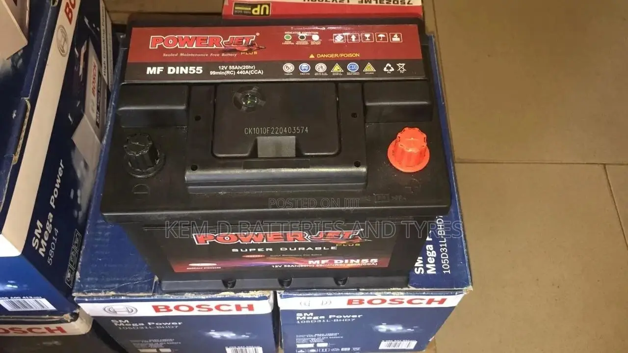 Din 55ah Power Jet Car Battery + Free
