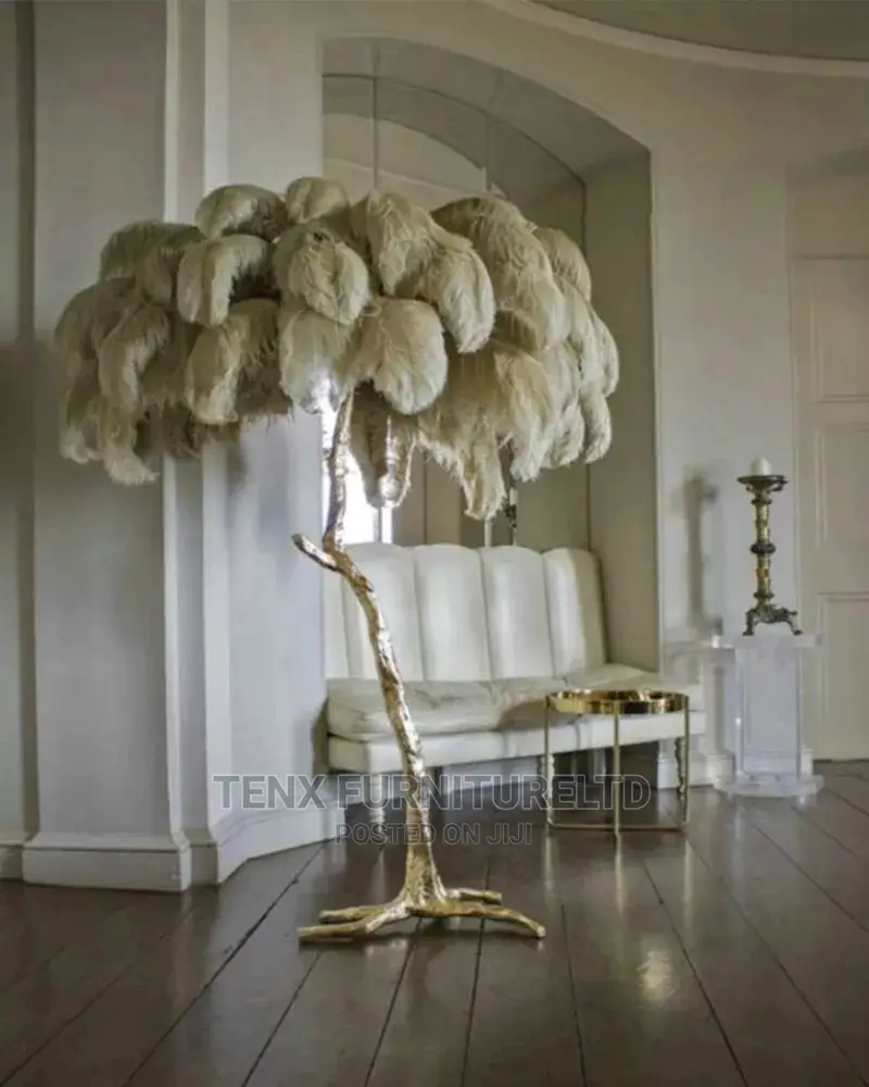 Floor Lamp Ostrich Grey Feather