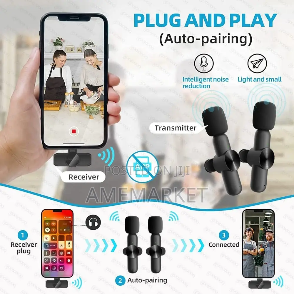 2in1 Double Wireless Microphone for iPhone Computer